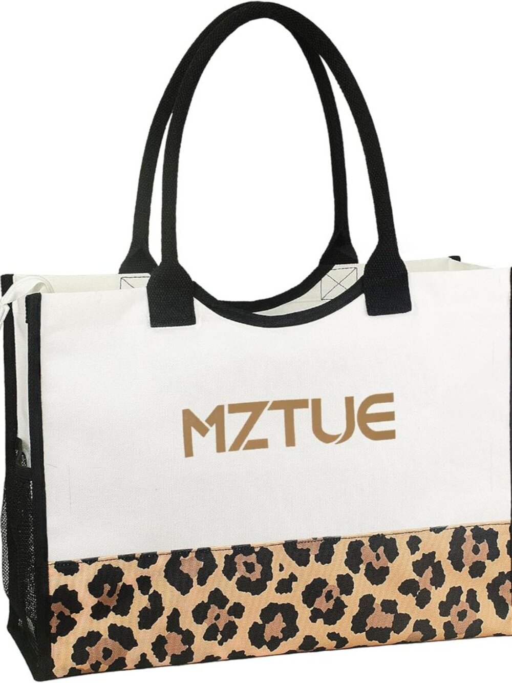 Canvas Tote Bag with Zipper, Large Capacity, 4 Separate Pockets & Machine Washab